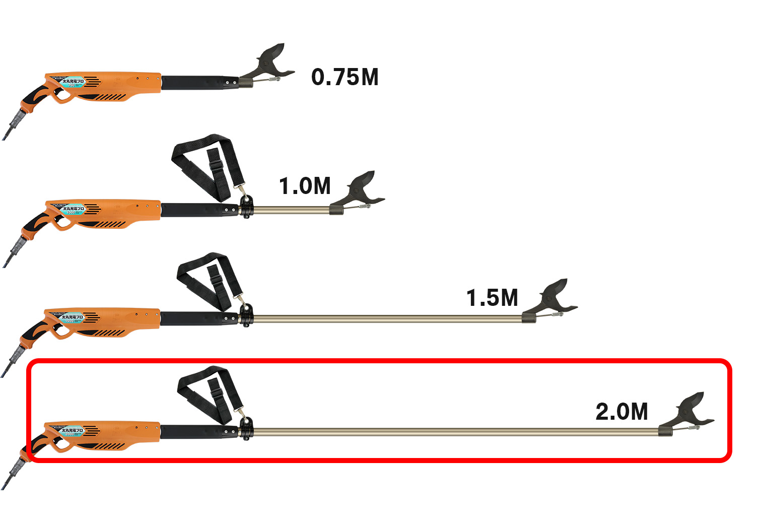 Futomaru Pro 2.0m Grensaks ø40 m/batteri og lader 14.4V