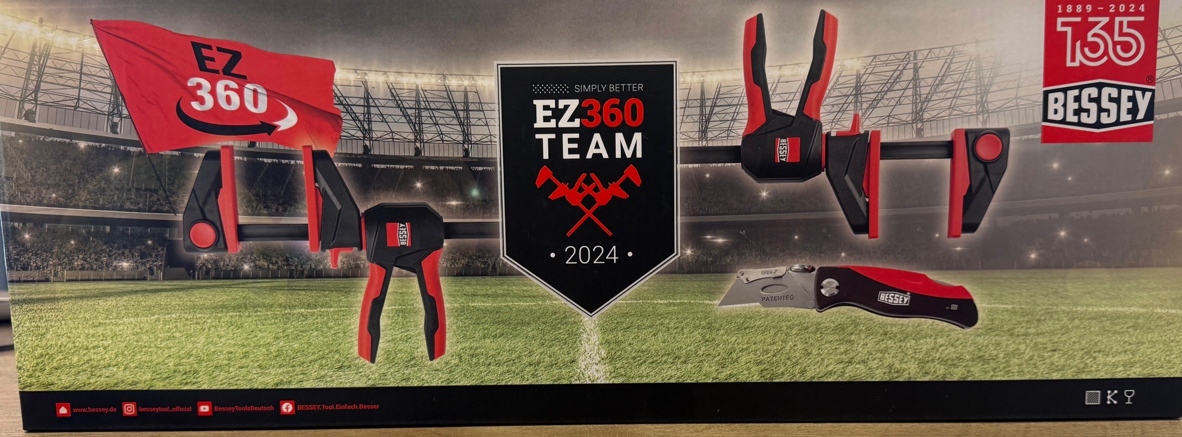 Bessey Enhåndstvinge 360gr sving EZ360-30 2 stk + kniv