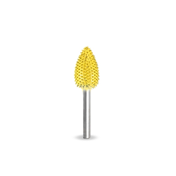 Saburr flame ø10 l19 skaft 6mm fin/gul