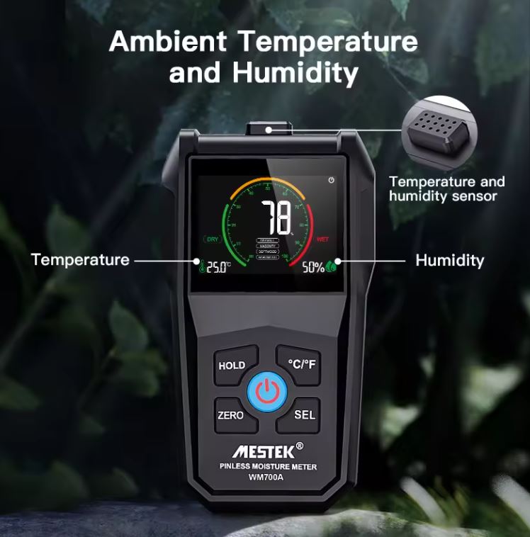 Fuktighetsmåler/hygrometer pinløs WM700A fargedisplay