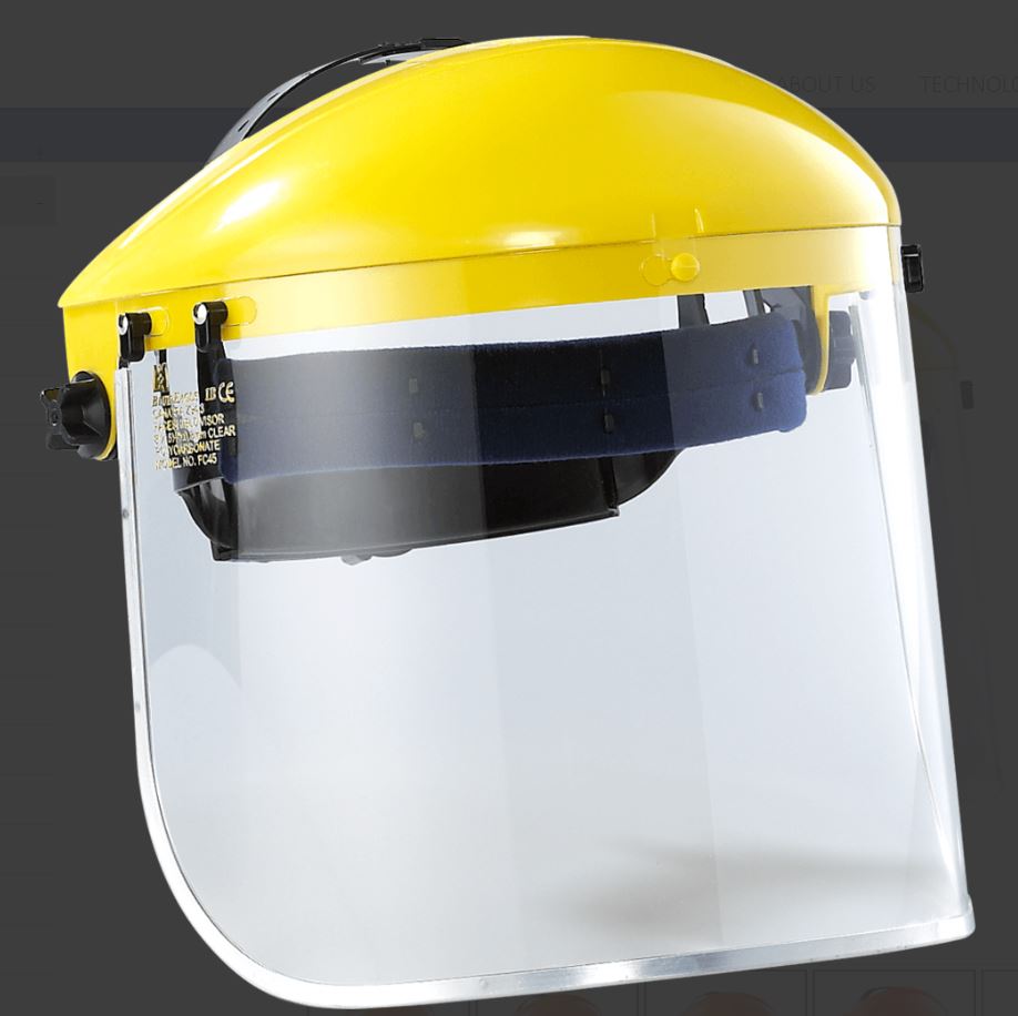 Ansiktsskjerm m/hodebeskyttelse