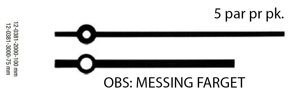 Visere rette butt ende 100/75mm messing 5 sett