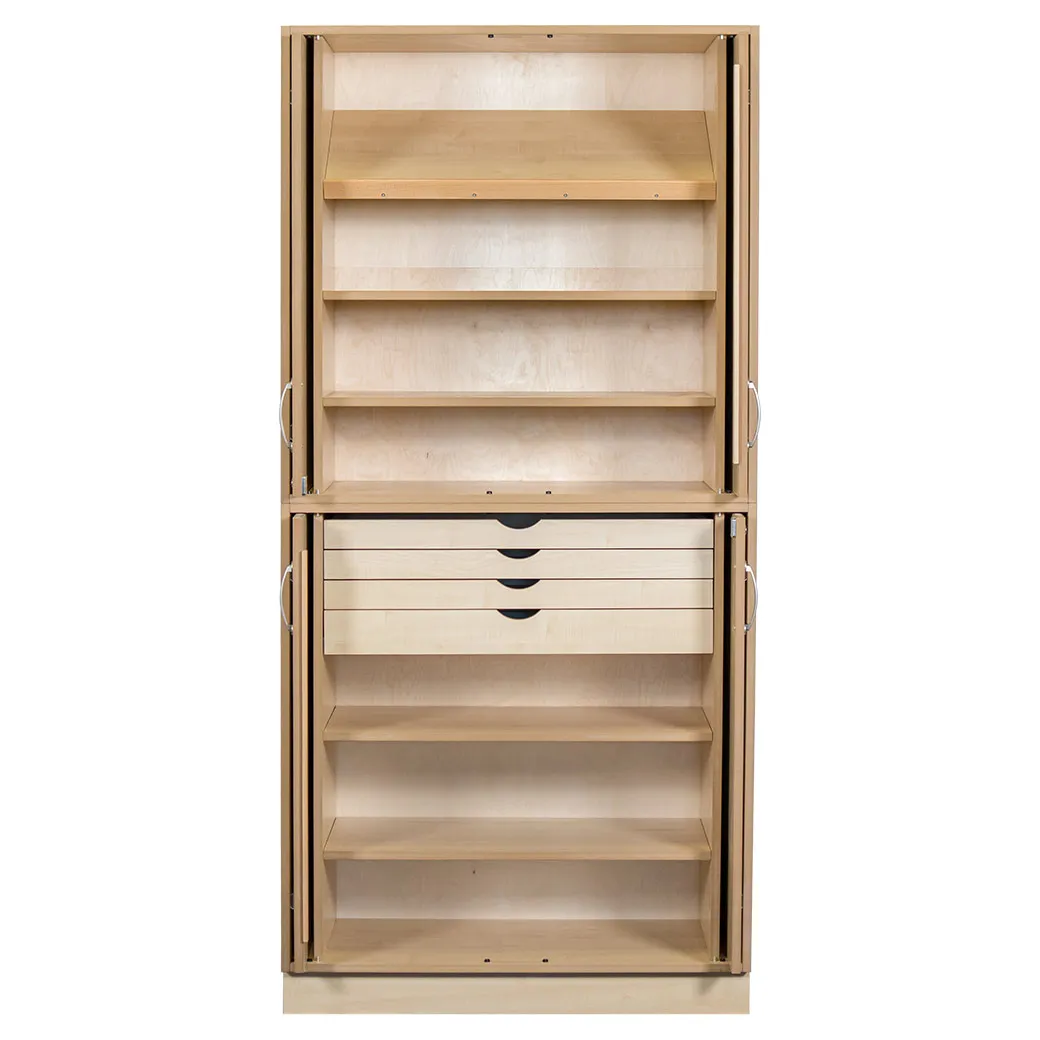 Sjøbergs Skap 1, 4 hyller / 4 skuffer, bjørk