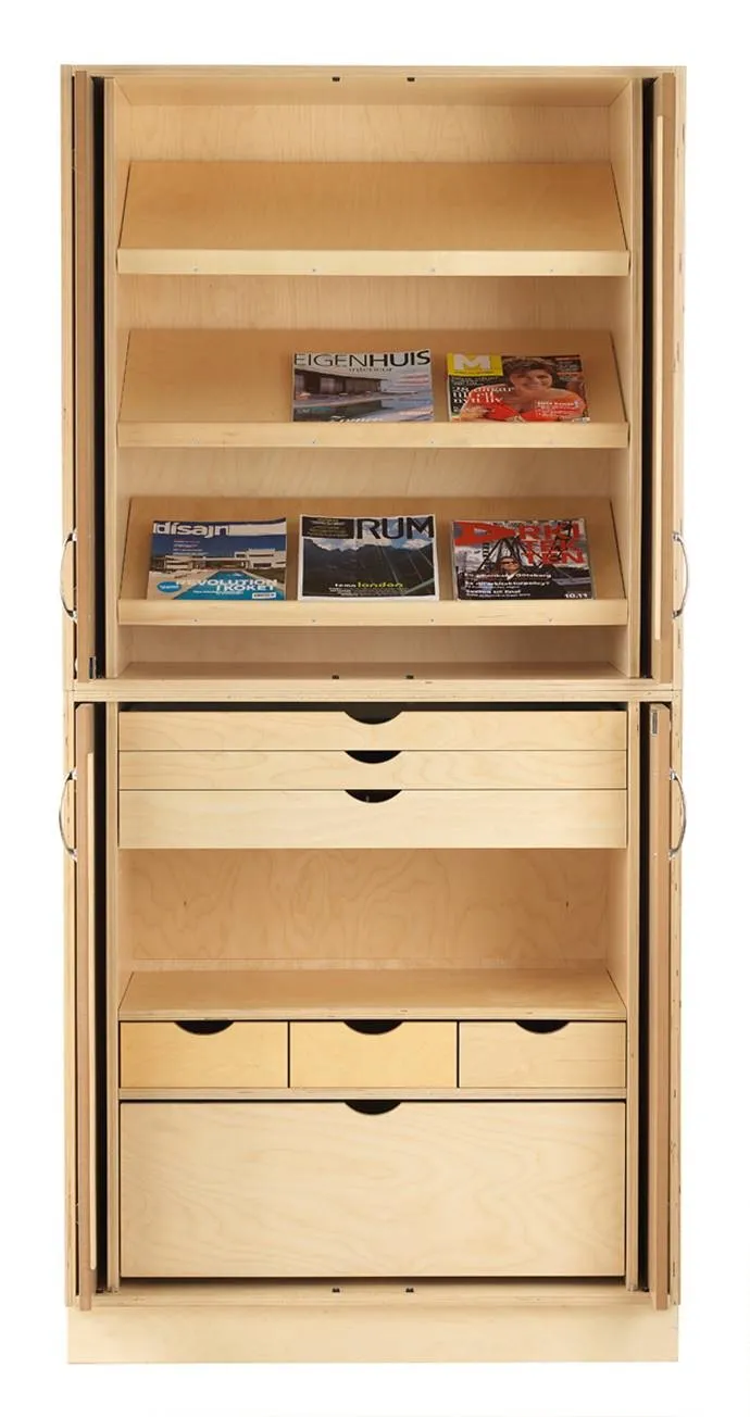 Sjøbergs Skap 1, 3 hyller / 7 skuffer, bjørk