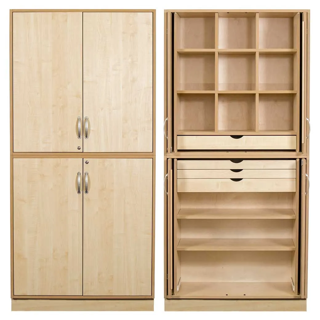 Sjøbergs Skap 1, 2 hyller / 8 skuffer / 9 småhyller, bjørk