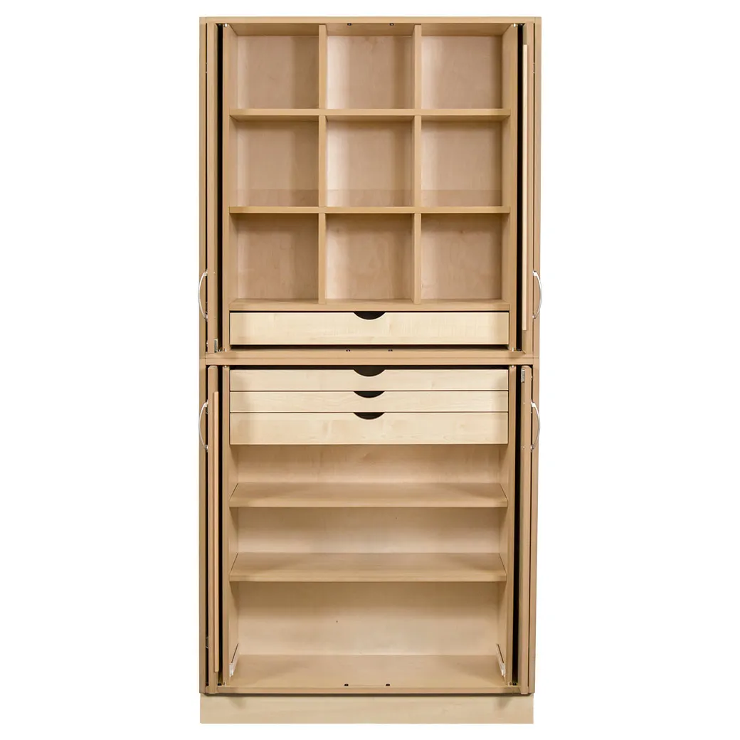 Sjøbergs Skap 1, 2 hyller / 8 skuffer / 9 småhyller, bjørk