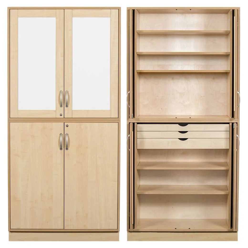 Sjøbergs Skap 1, 5 hyller / 3 skuffer, whiteboard/bjørk