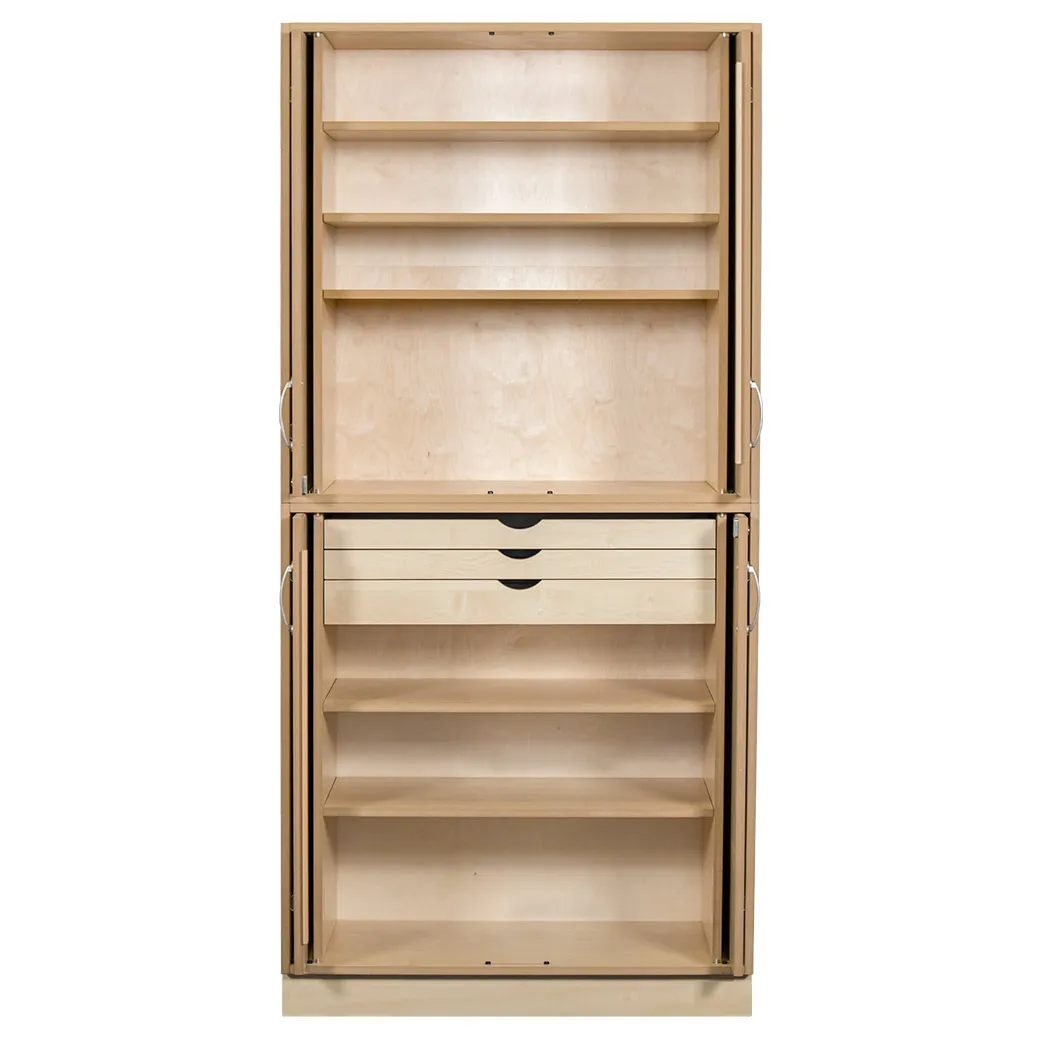 Sjøbergs Skap 1, 5 hyller / 3 skuffer, whiteboard/bjørk