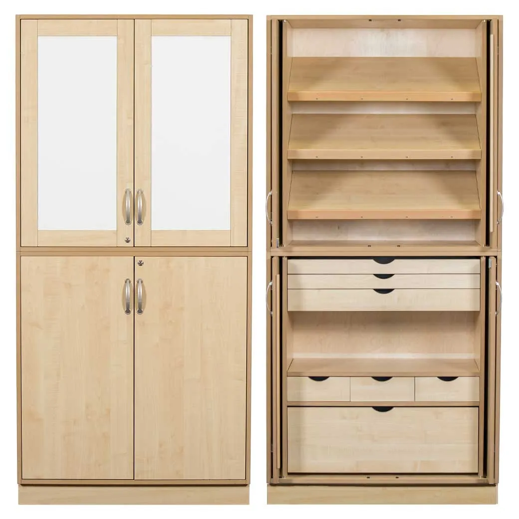 Sjøbergs Skap 4 hyller / 7 skuffer, whiteboard/bjørk