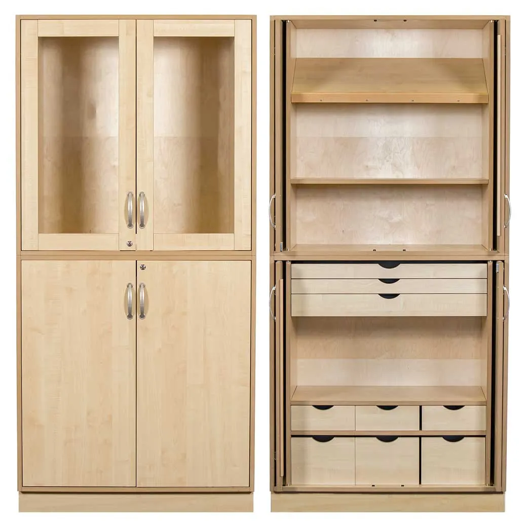 Sjöbergs Skap 1, 3 hyller / 9 skuffer, glass/bjørk