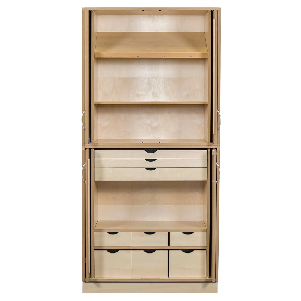 Sjöbergs Skap 1, 3 hyller / 9 skuffer, glass/bjørk