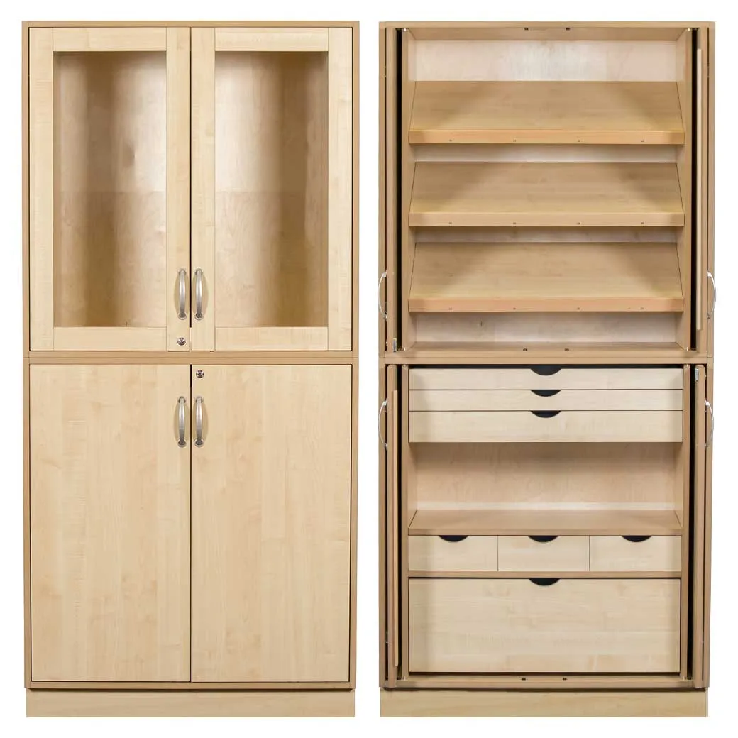 Sjöbergs Skap 1, 3 hyller / 7 skuffer, glass/bjørk