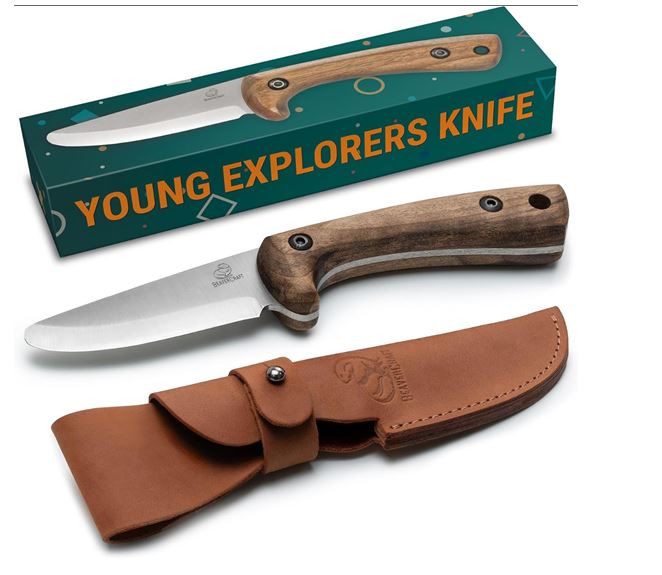 Beavercraft barnekniv m/rund tupp og slire - Bushcraft serie