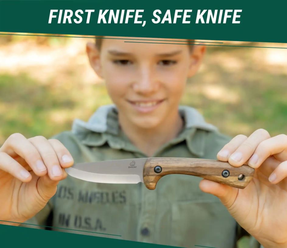 Beavercraft barnekniv m/rund tupp og slire - Bushcraft serie