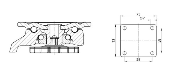 Footmaster hev/senk hjul platefeste GDR-60-F-NYN