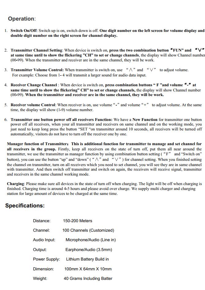 Flysound mottaker ATG05-R 50ch 180-200m