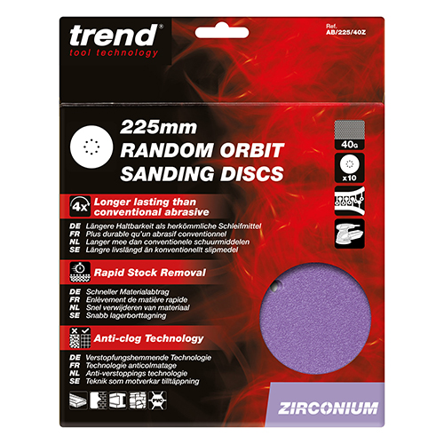 Trend pussedisk ø225 k40 zirc 10 stk