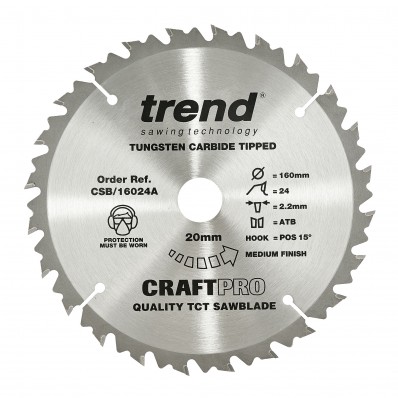 Craft saw blade 160mm x 24t x 20mm x 2.2