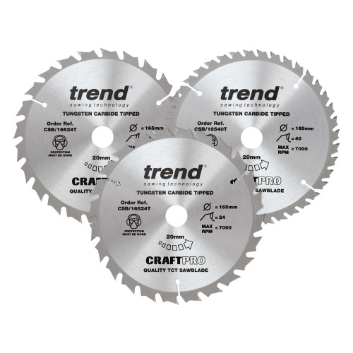 Craft Pro sagblad ø165mm x 20 3 stk i pakke for batterisag Craft Pro sagblad ø165mm x 20 3 stk i pakke for batterisag