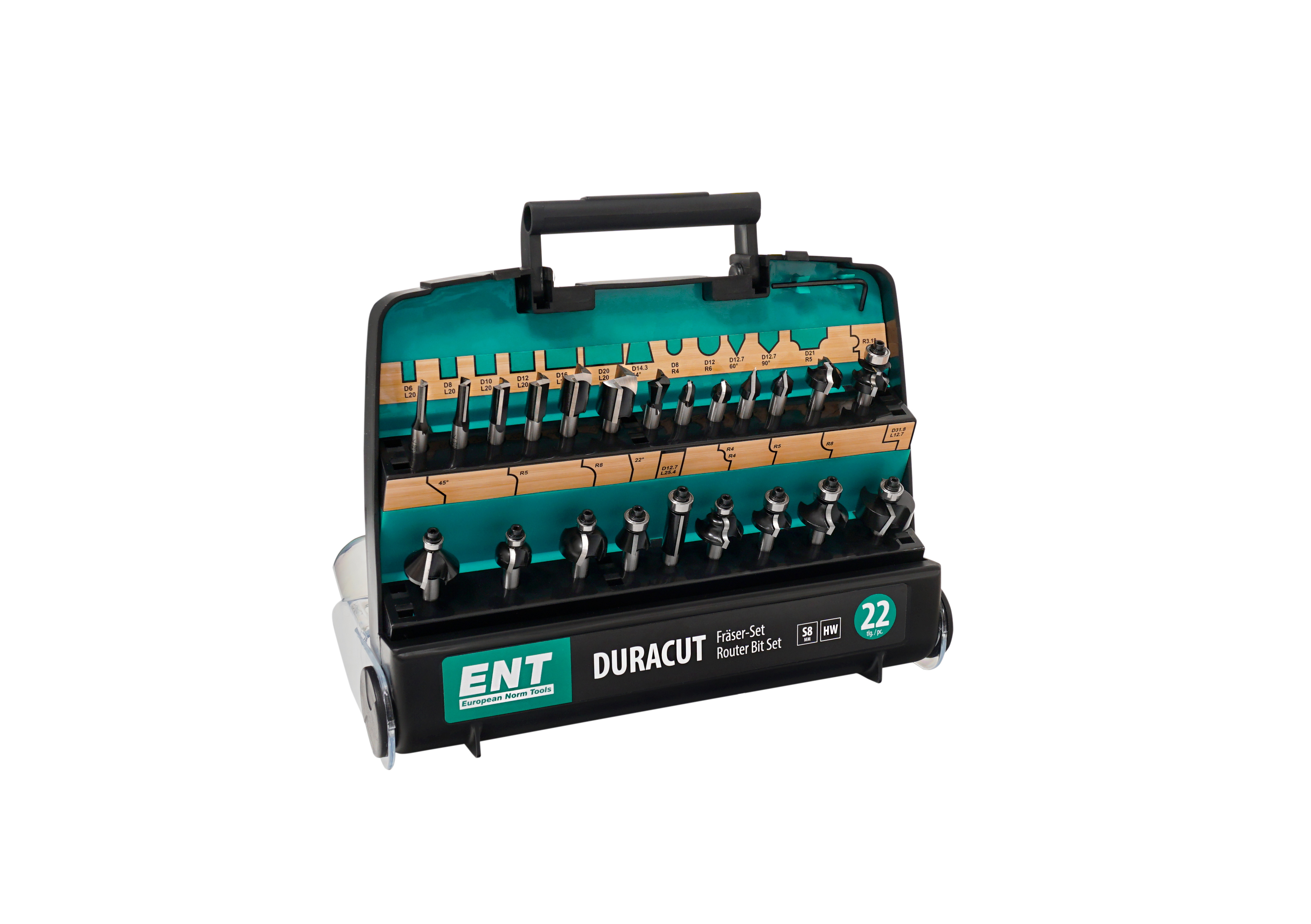 ENT fresestålsett 22dl ø8mm