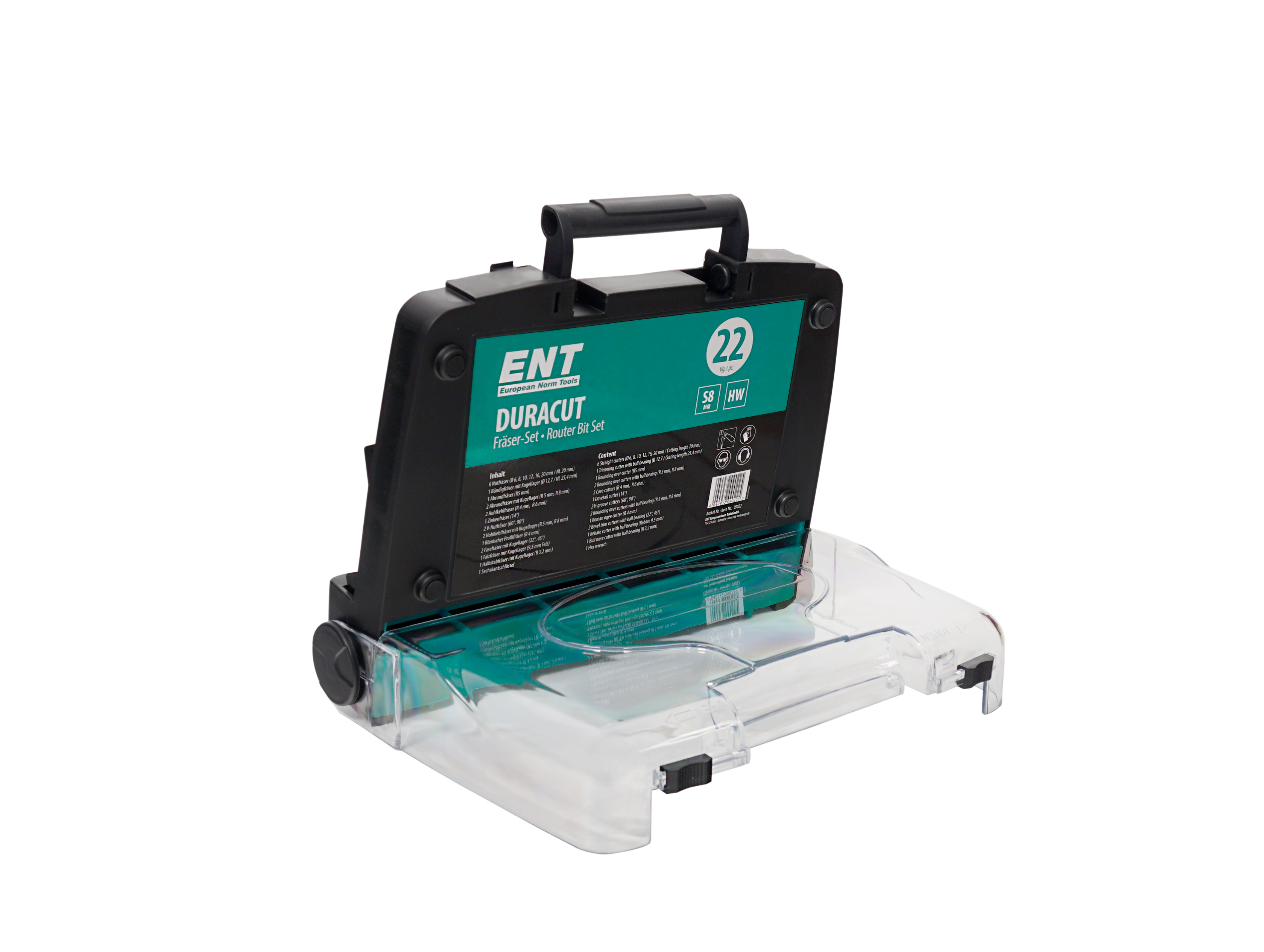 ENT fresestålsett 22dl ø8mm