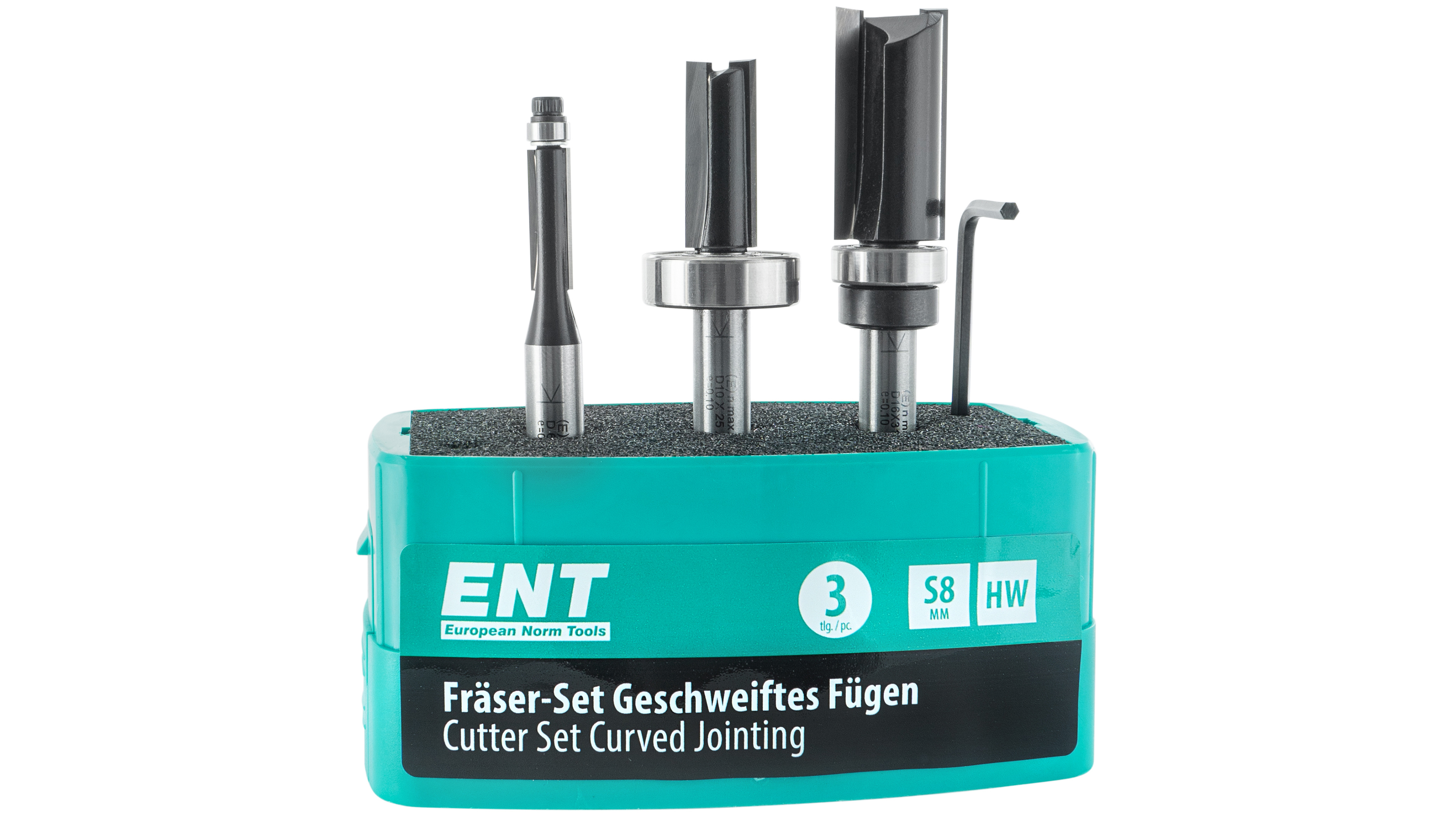 ENT fresesett for buede kurver 3 deler 8mm