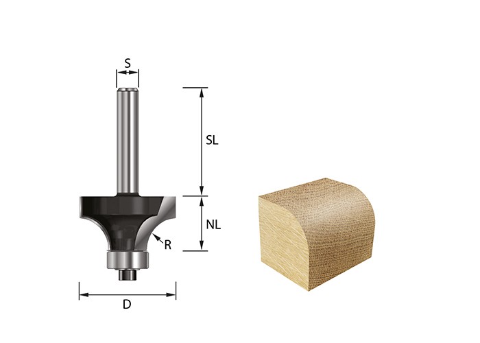 ENT avrundingsfres m/lager r 9,5 ø31,8 s8