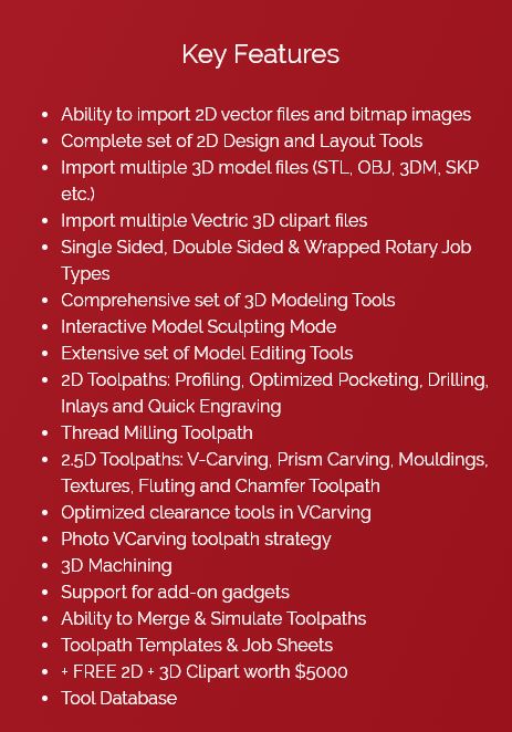 Vectric Aspire programvare lisens 2D og 3D