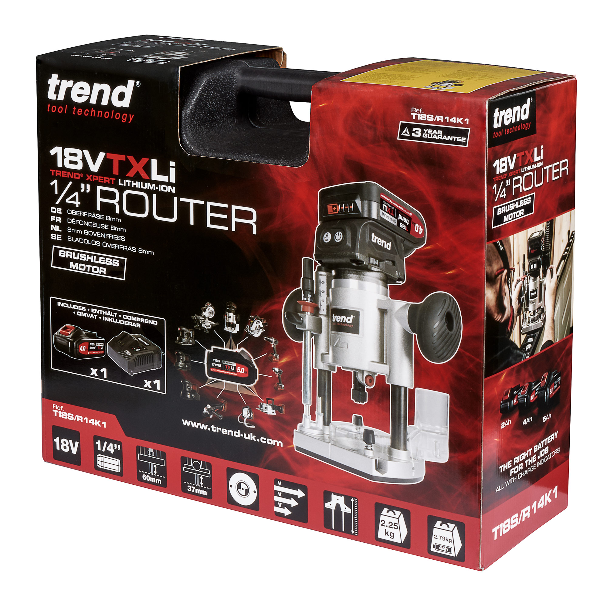 Trend 18V Overfres kun maskin uten lader/batteri